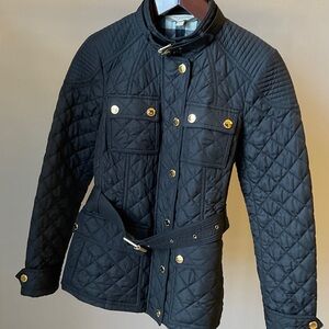 Burberry Brit Black Quilted Jacket with Gold Accents